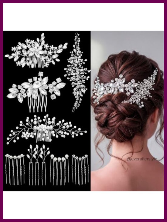 44 Pc Faux Pearl Crystal Hair Comb Set - Wedding Bridal Hair Accessories main image 4